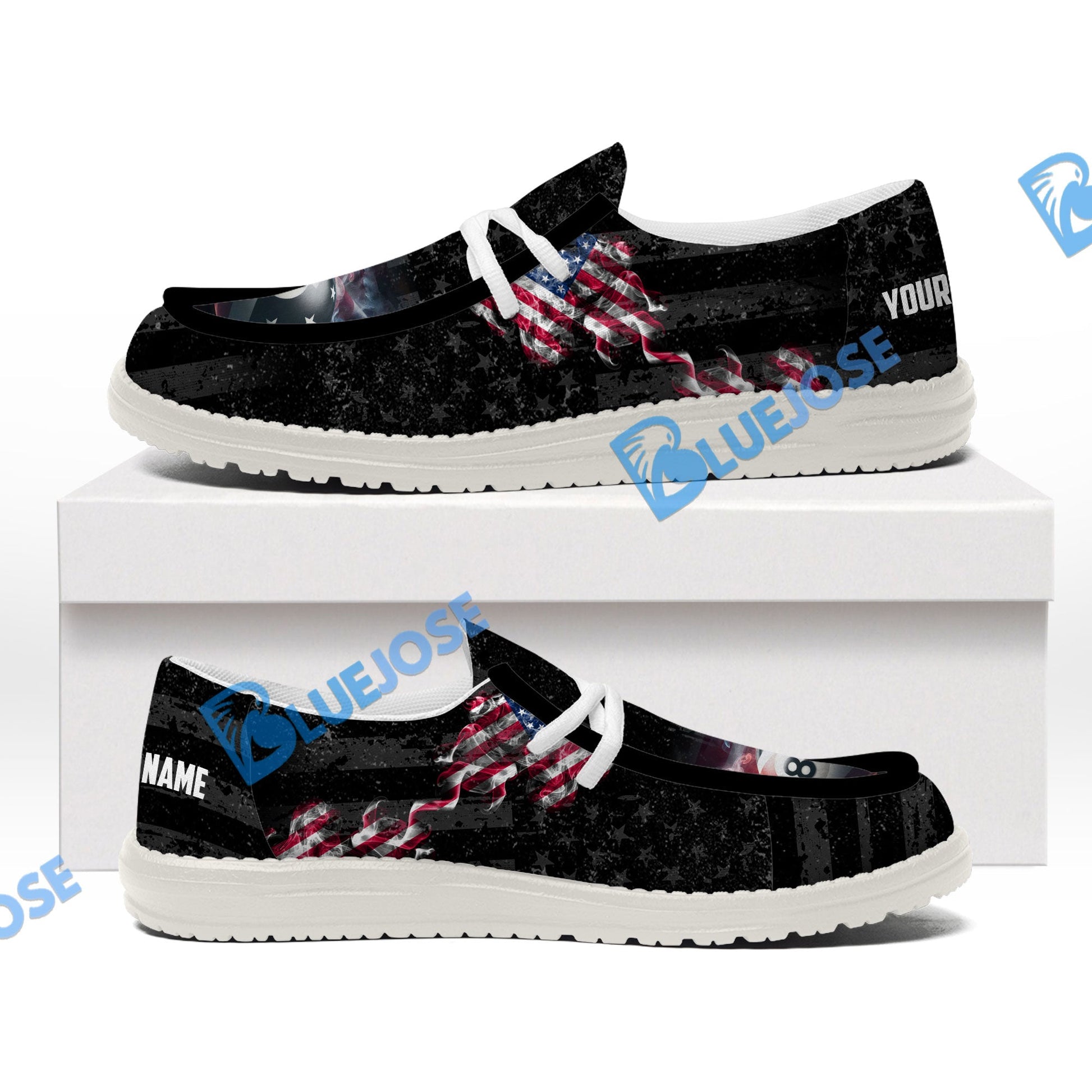 Billiards Ball 8 Pool Smoke US Flag Lace Up Loafers 2026