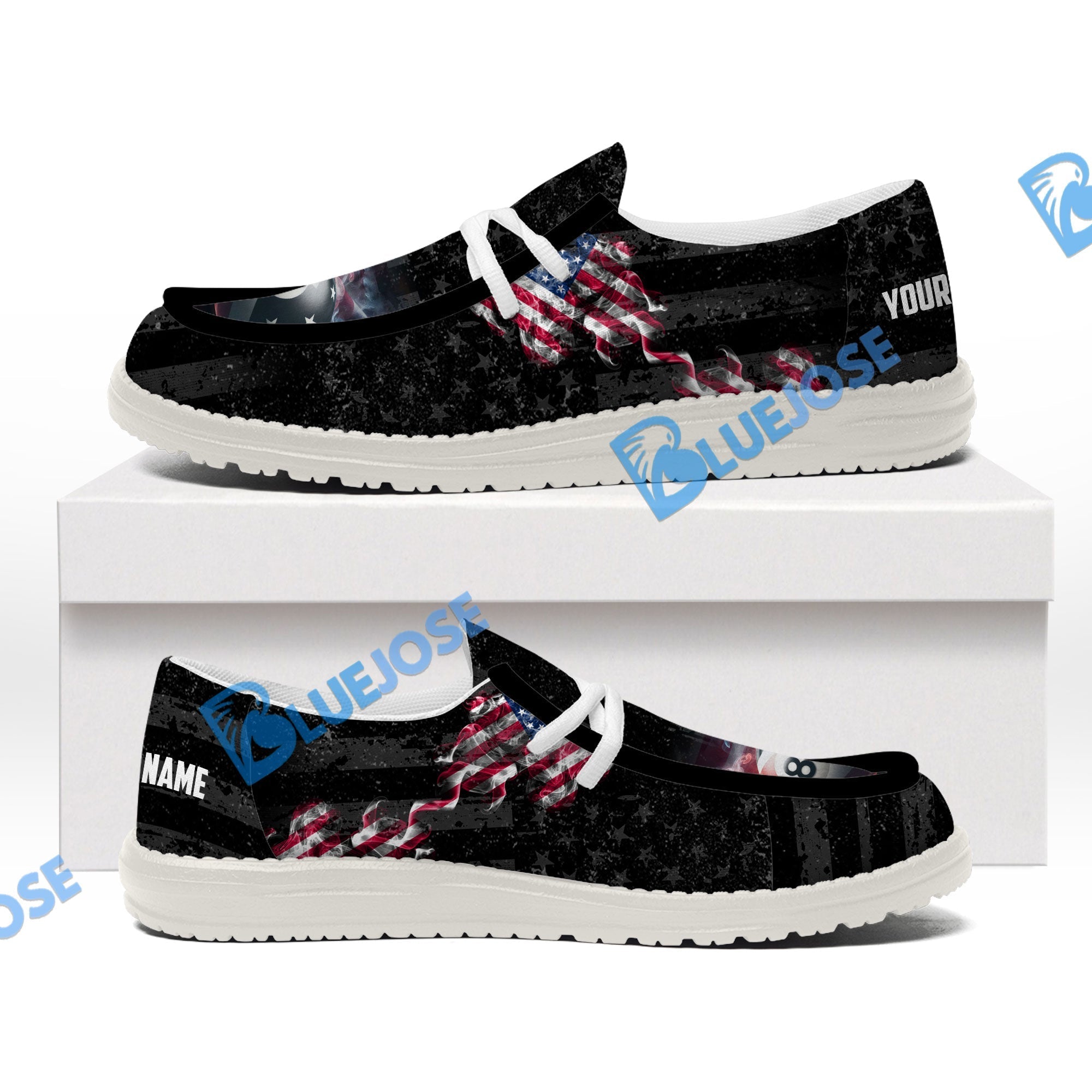 Billiards Ball 8 Pool Smoke US Flag Lace Up Loafers 2026