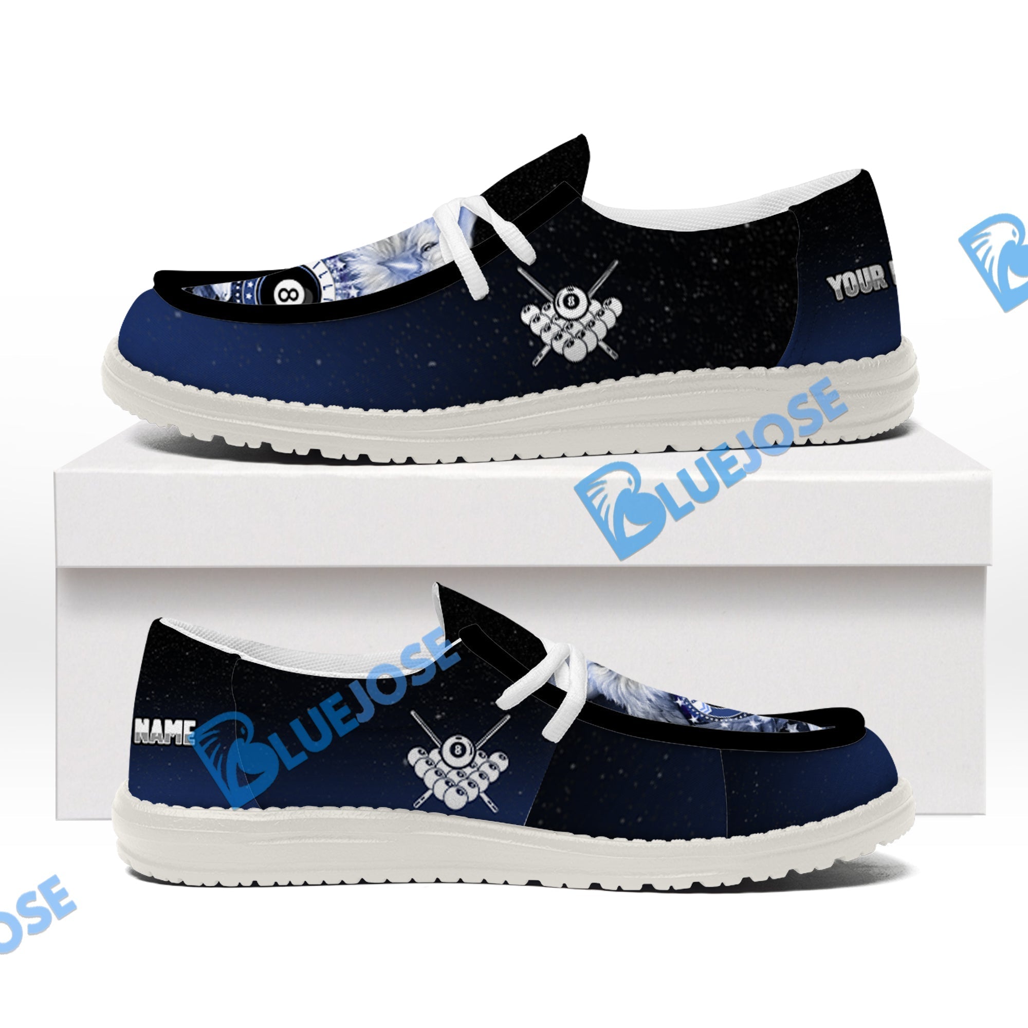 Billiards Ball 8 Cross Eagle American Flag  Lace Up Loafers 2026