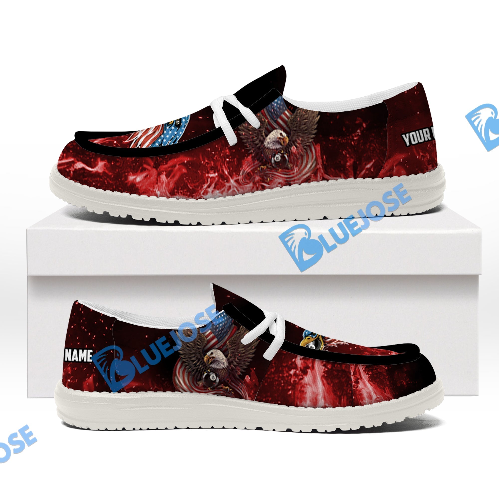 Billiards Ball 8 Eagle US Flag Lace Up Loafers 2026