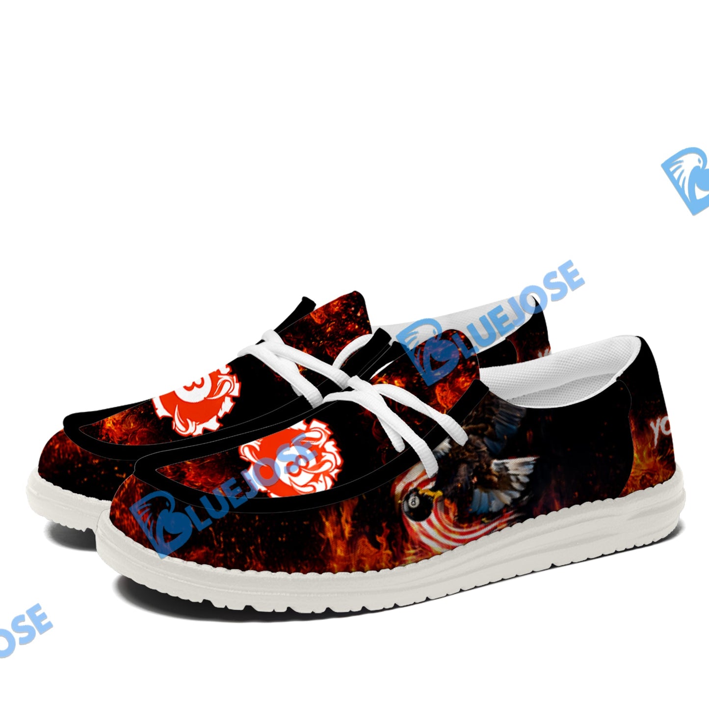 Billiard 8 Ball Eagle Fire Flame Lace Up Loafers 2026