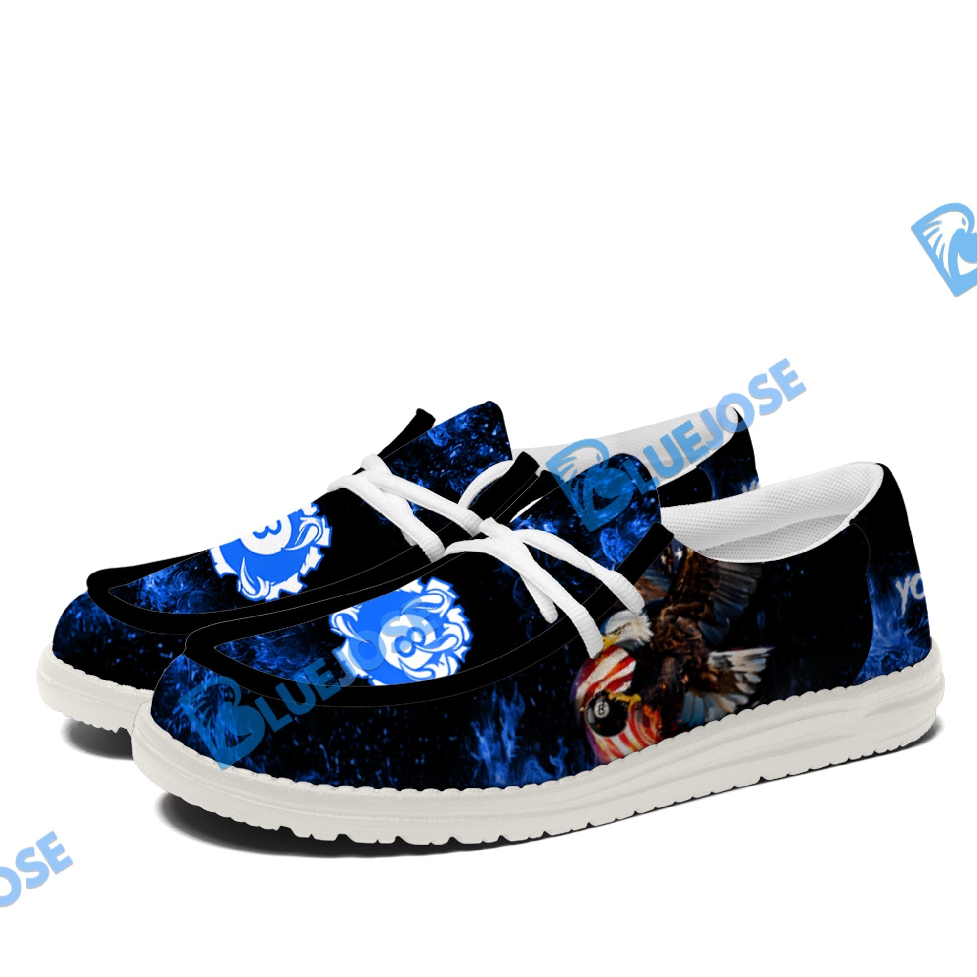 Billiard 8 Ball Eagle Fire Flame Lace Up Loafers 2026