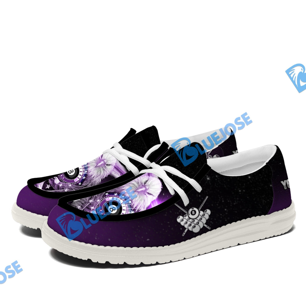 Billiards Ball 8 Cross Eagle American Flag  Lace Up Loafers 2026