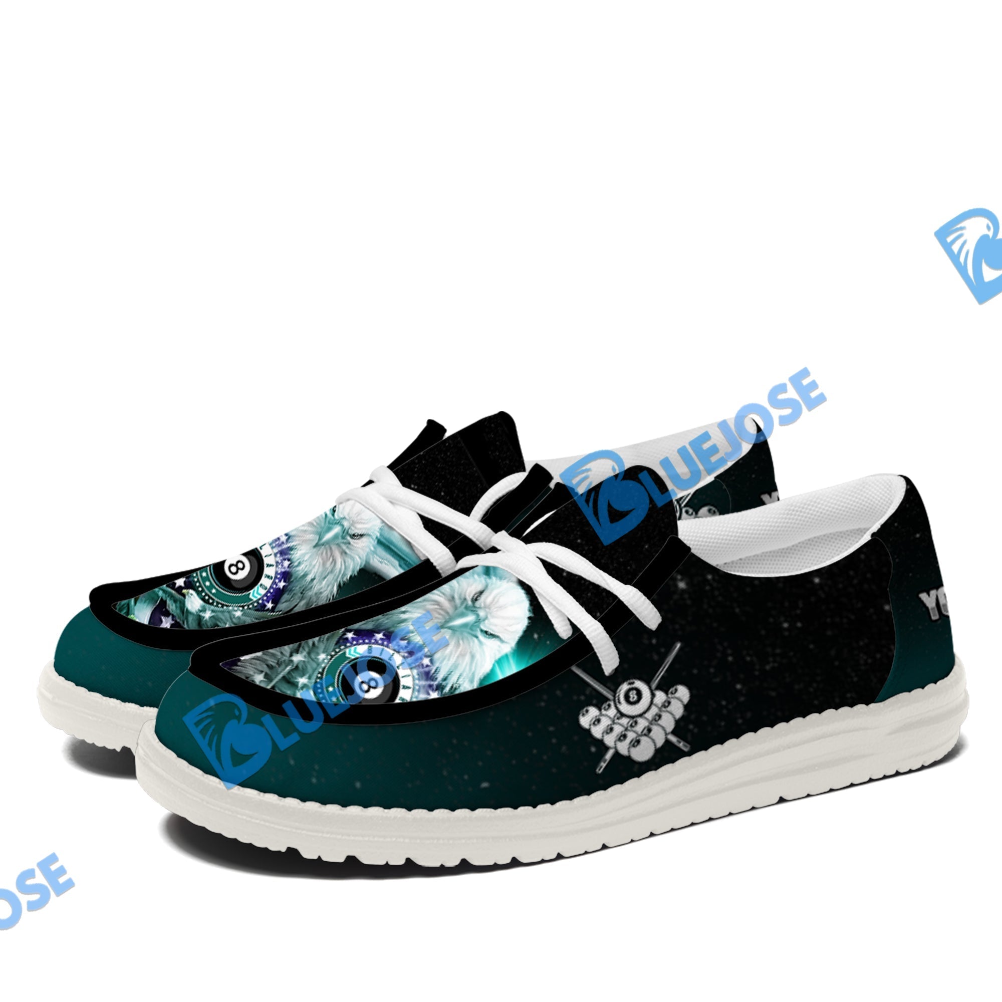 Billiards Ball 8 Cross Eagle American Flag  Lace Up Loafers 2026