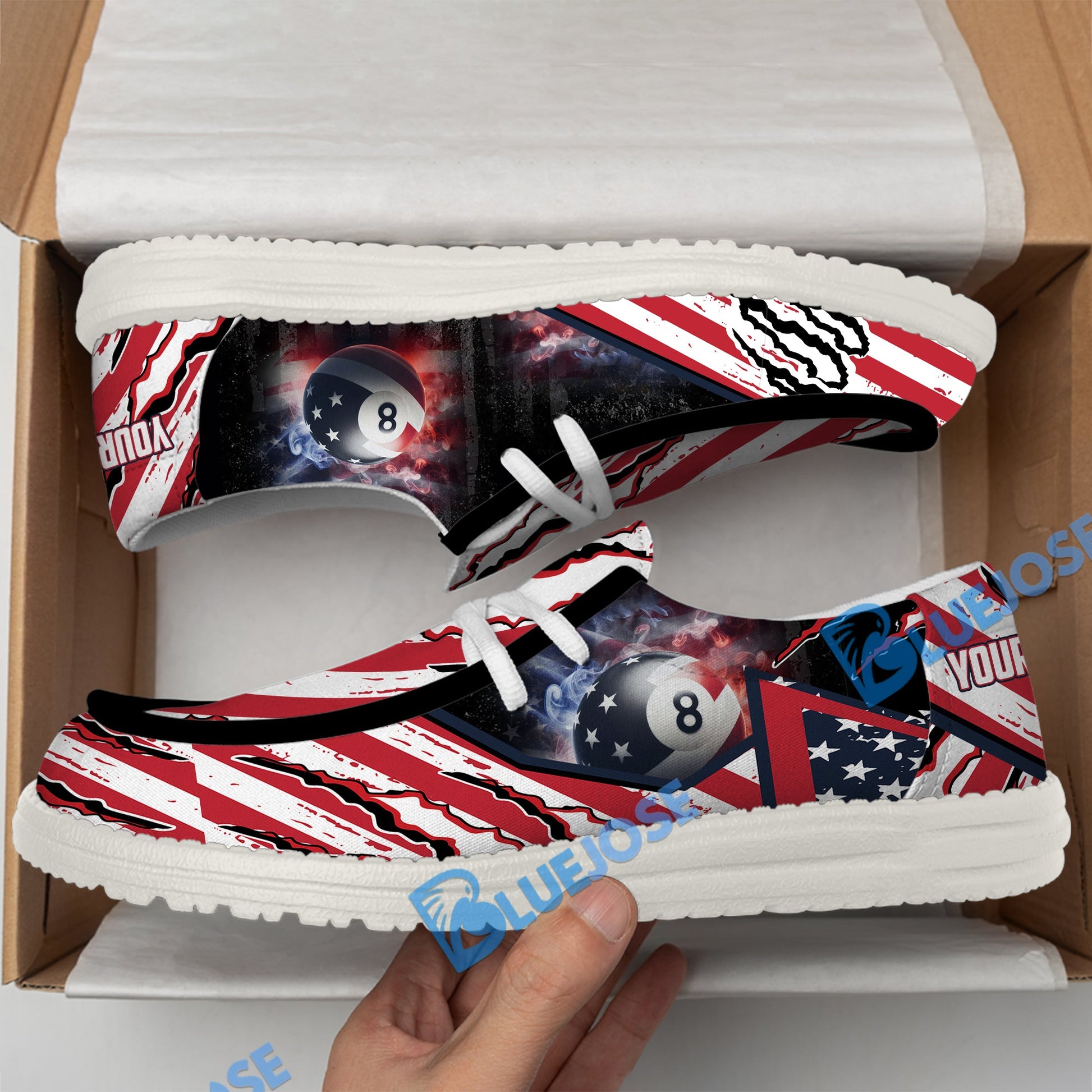 Billiards Ball 8 American Flag Patriot Lace Up Loafers 2026