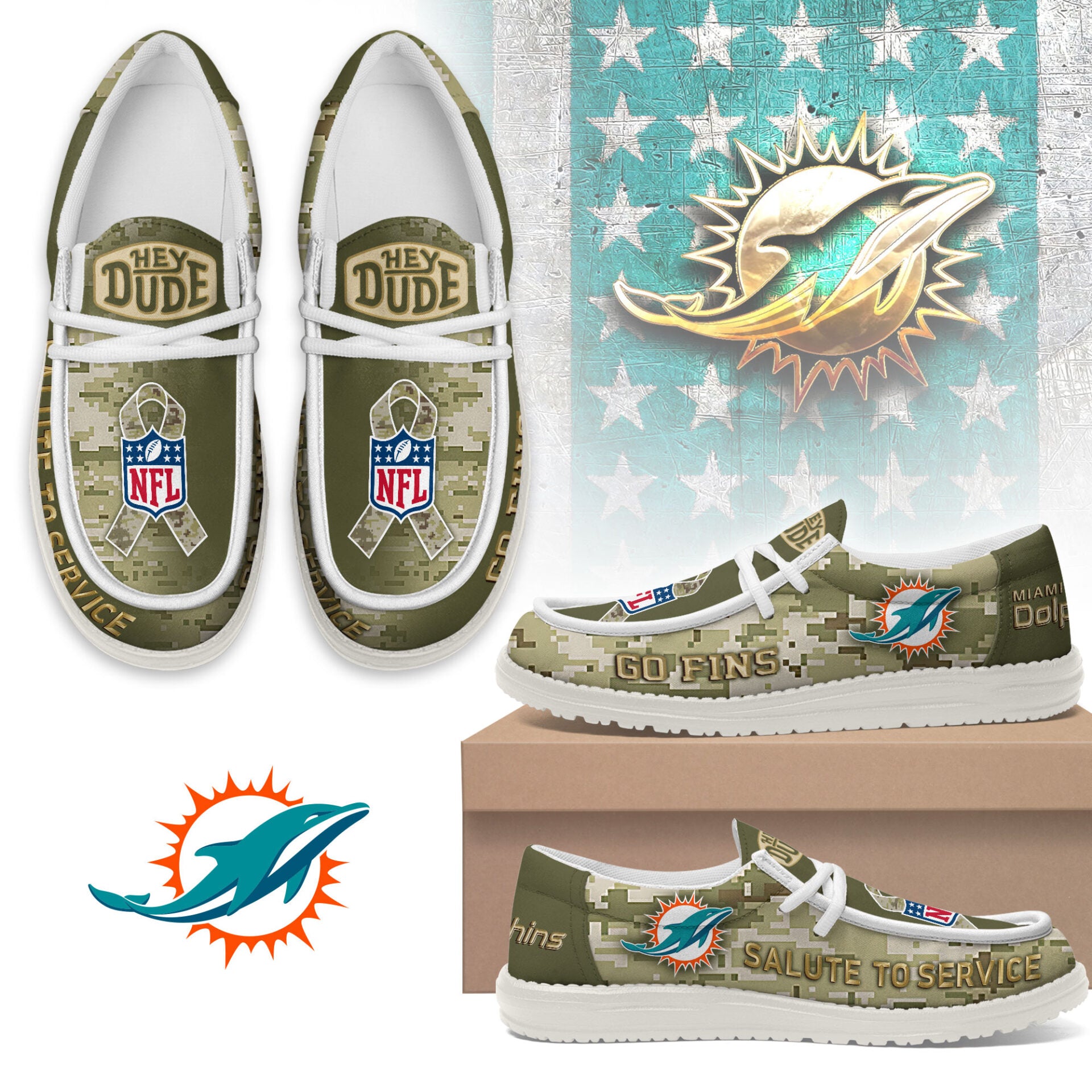 Miami Dolphins Lace Up Loafers 2026