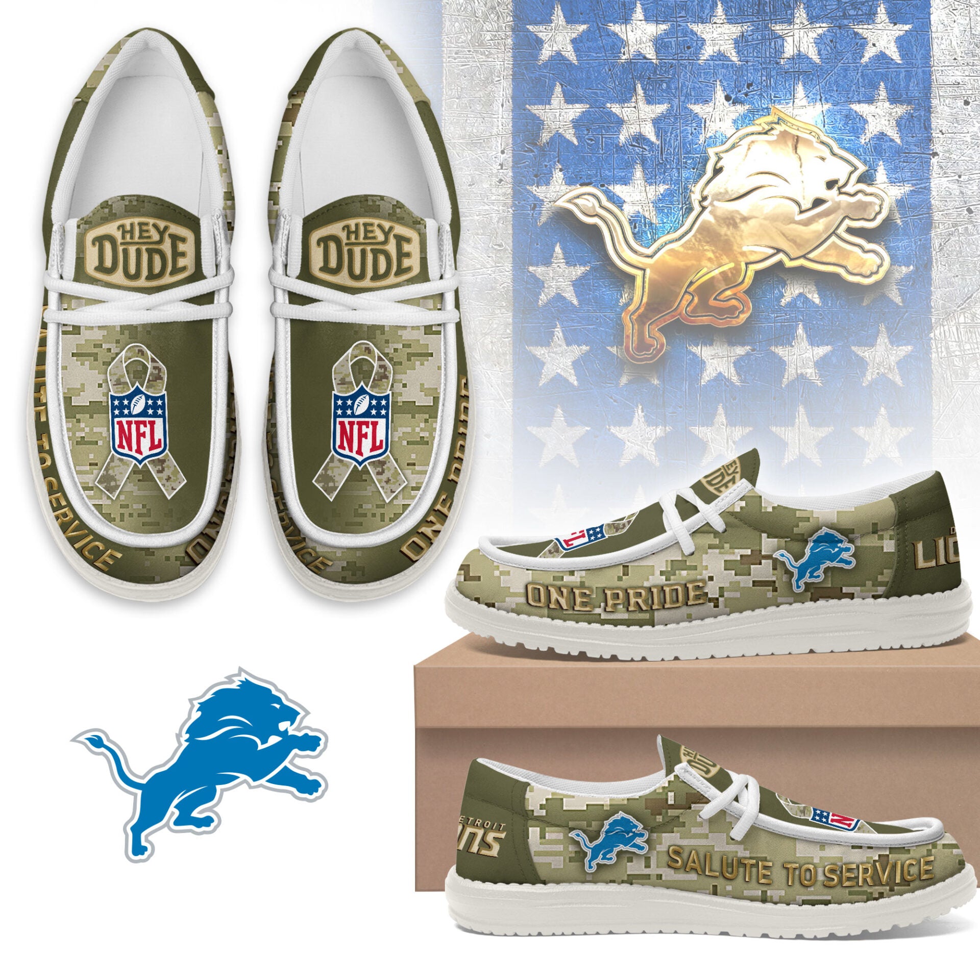 Detroit Lions Lace Up Loafers 2026