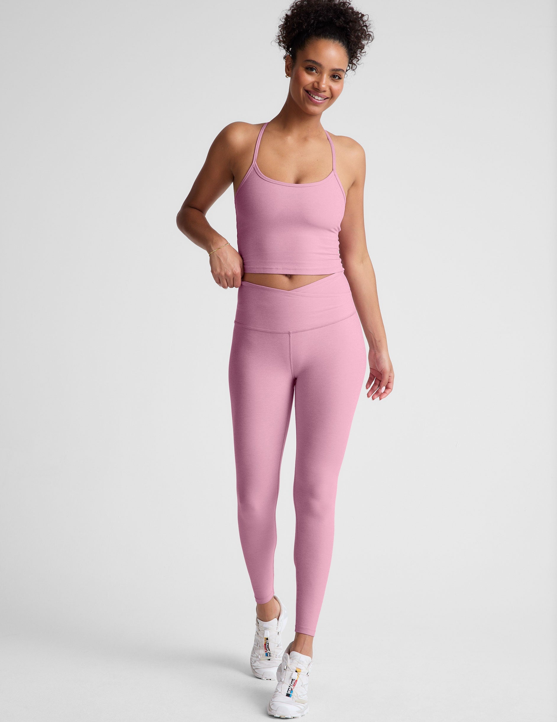 High Waisted Midi Legging - Pink Haze Heather