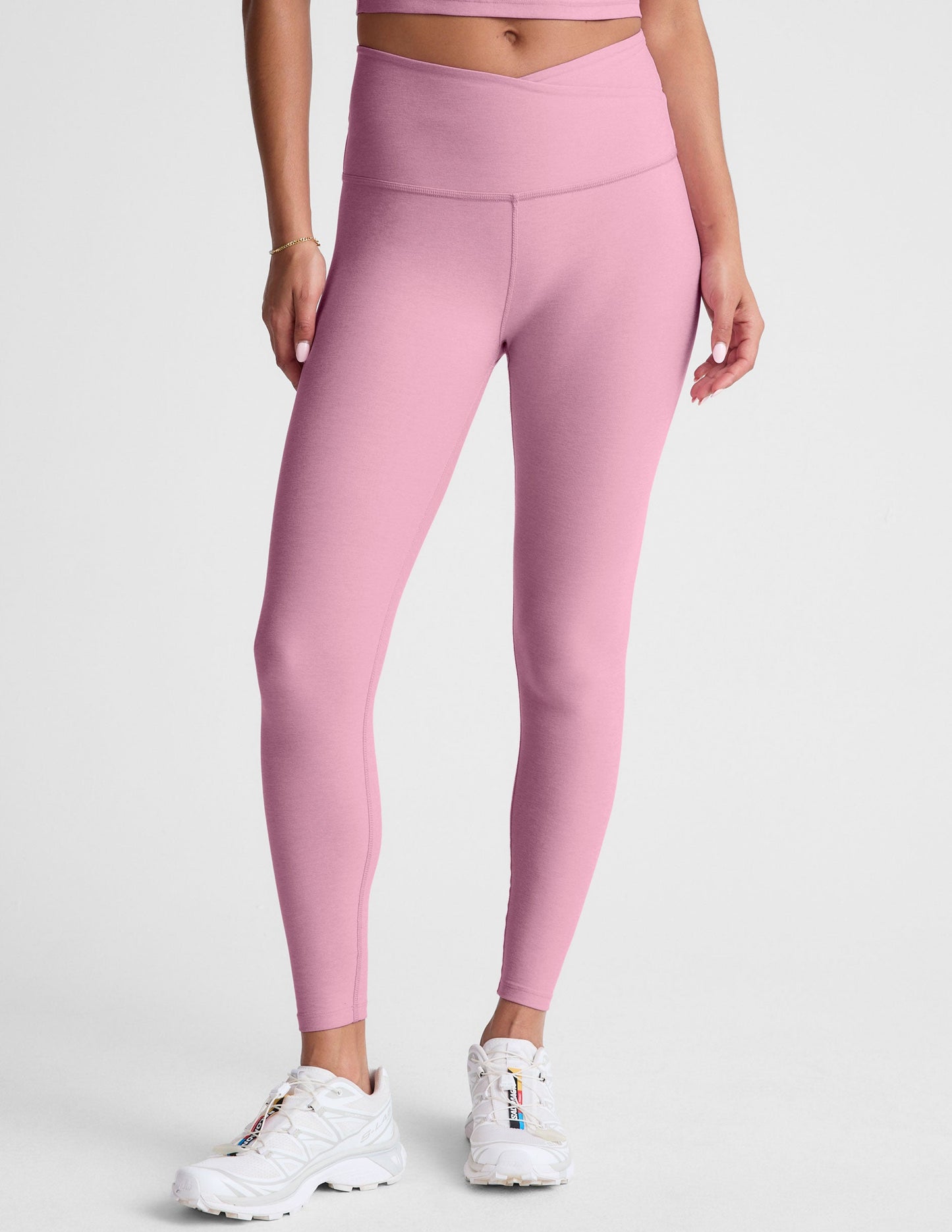 High Waisted Midi Legging - Pink Haze Heather