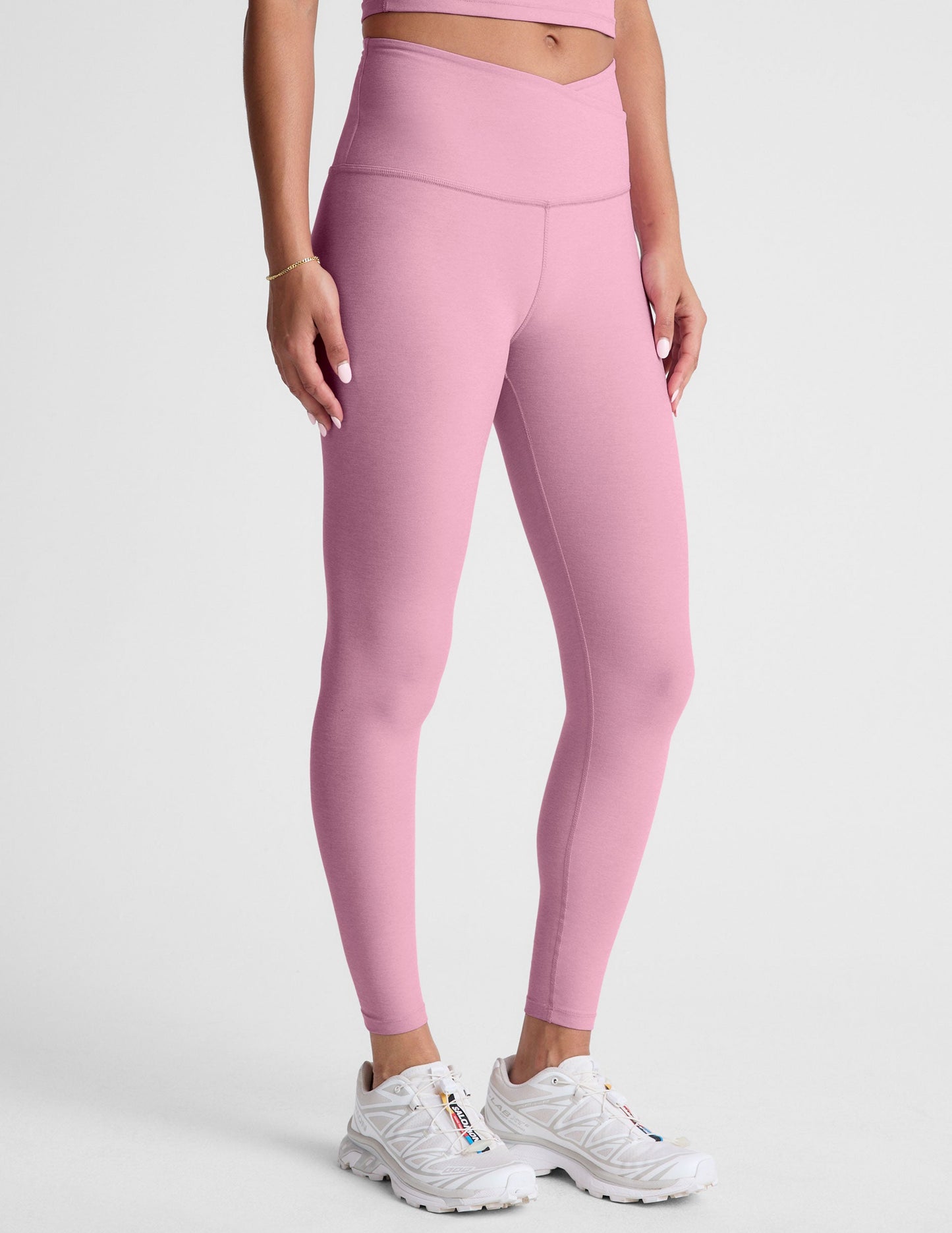 High Waisted Midi Legging - Pink Haze Heather