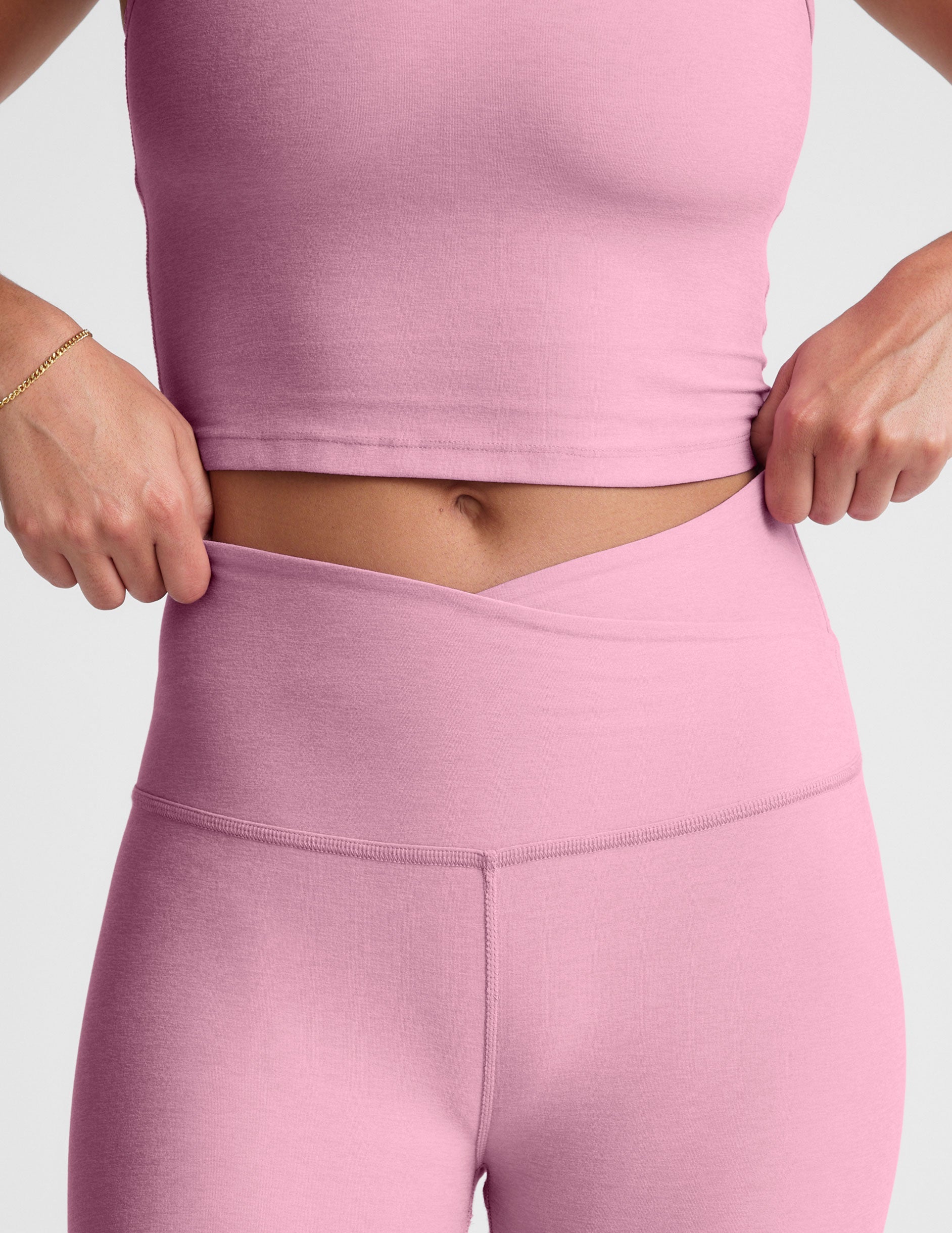 High Waisted Midi Legging - Pink Haze Heather