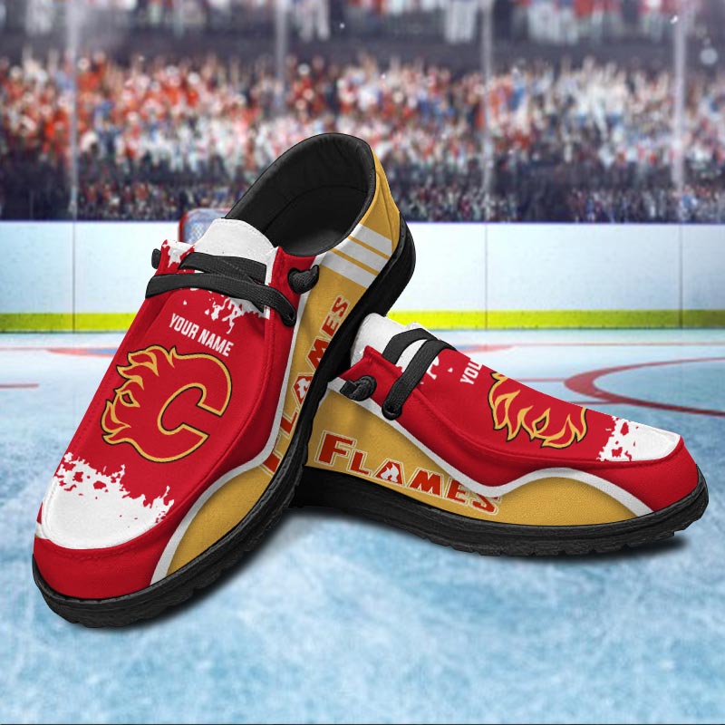 Calgary Flames Lace Up Loafers Shoes 2026