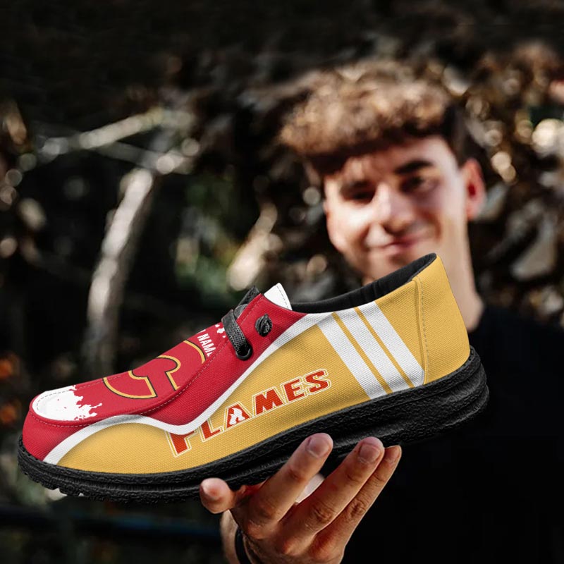 Calgary Flames Lace Up Loafers Shoes 2026