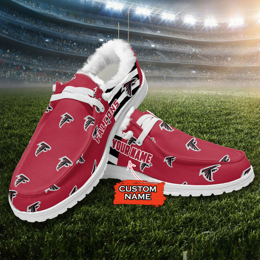 Healalio Atlanta Falcons Lace Up Loafers Fur Lining 2026
