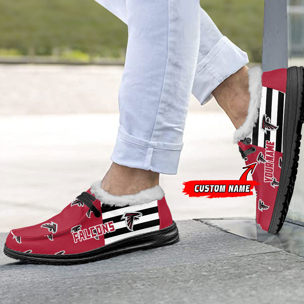 Healalio Atlanta Falcons Lace Up Loafers Fur Lining 2026