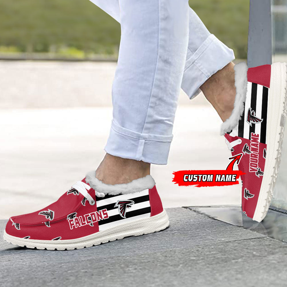 Healalio Atlanta Falcons Lace Up Loafers Fur Lining 2026