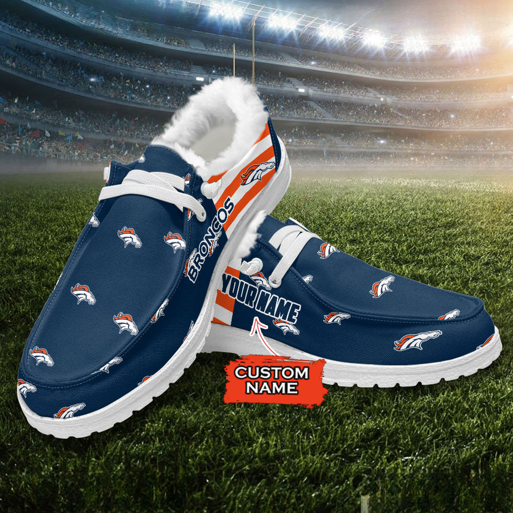 Healalio Denver Broncos Lace Up Loafers Fur Lining 2026