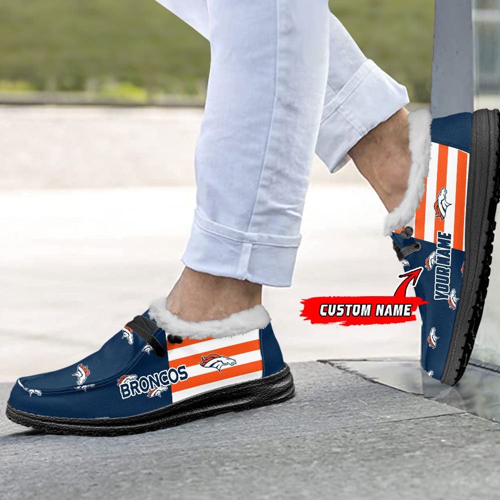 Healalio Denver Broncos Lace Up Loafers Fur Lining 2026