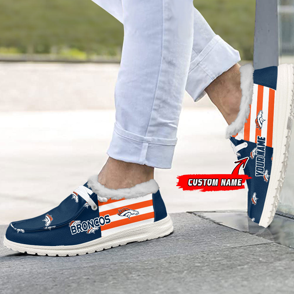 Healalio Denver Broncos Lace Up Loafers Fur Lining 2026