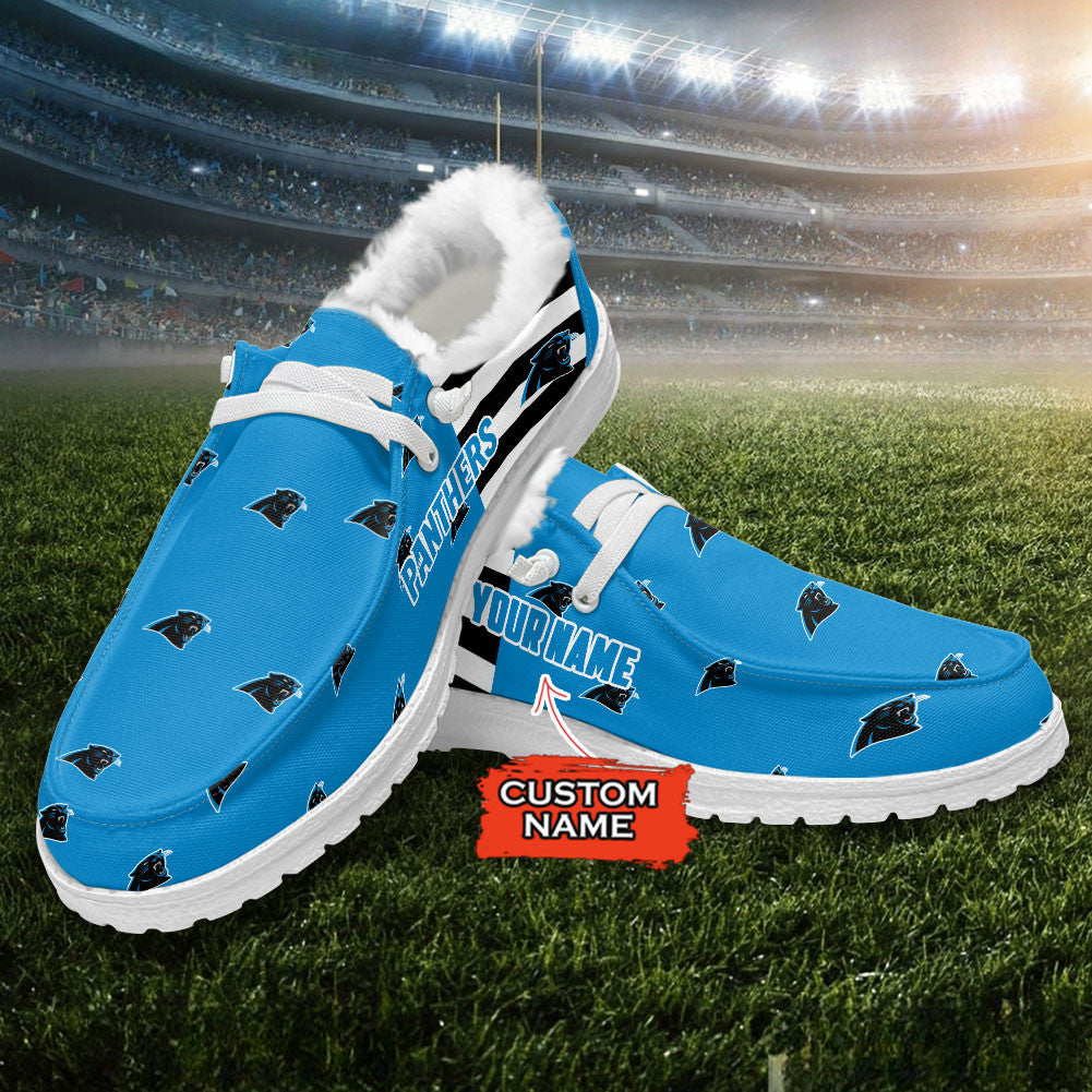 Healalio Carolina Panthers Lace Up Loafers Fur Lining 2026