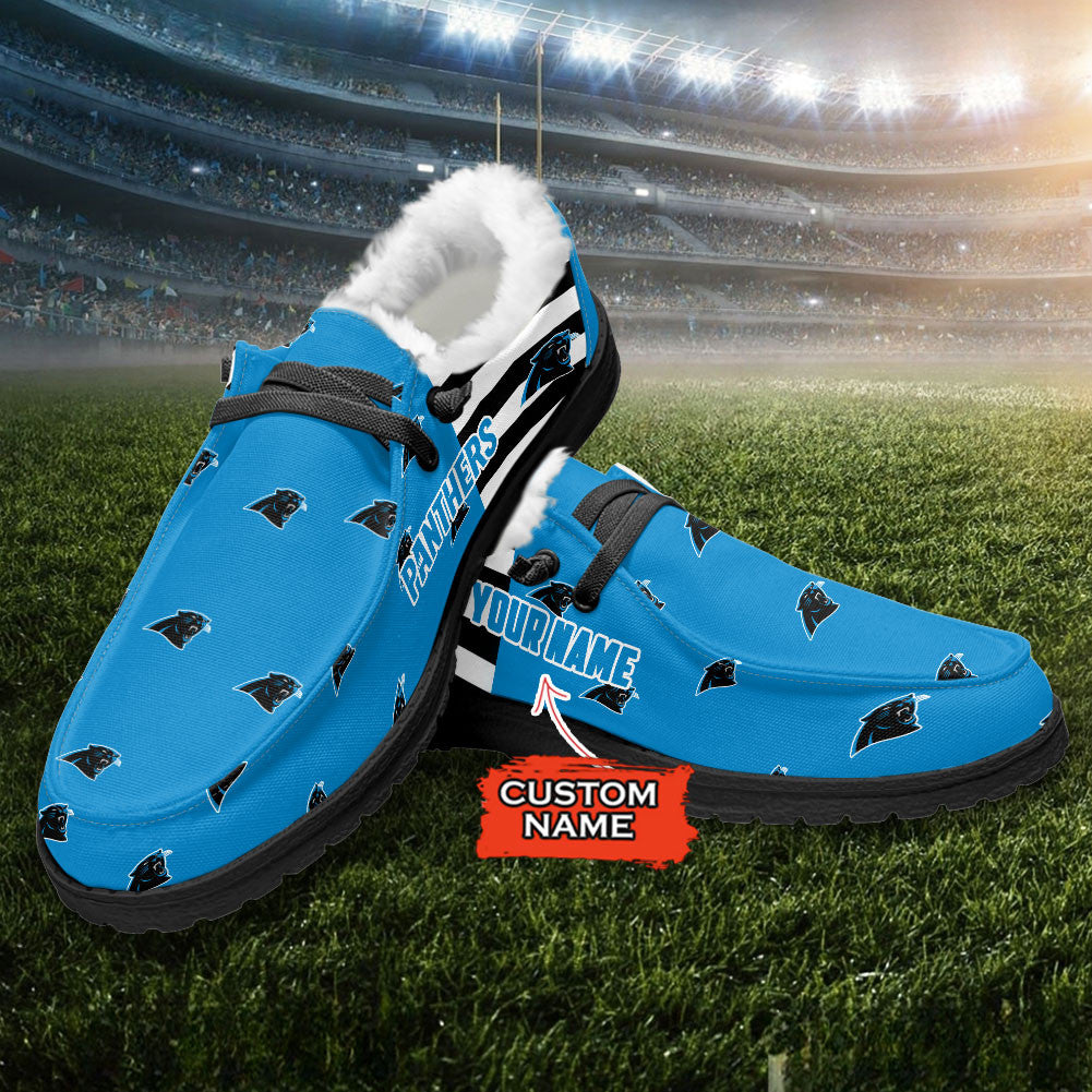 Healalio Carolina Panthers Lace Up Loafers Fur Lining 2026