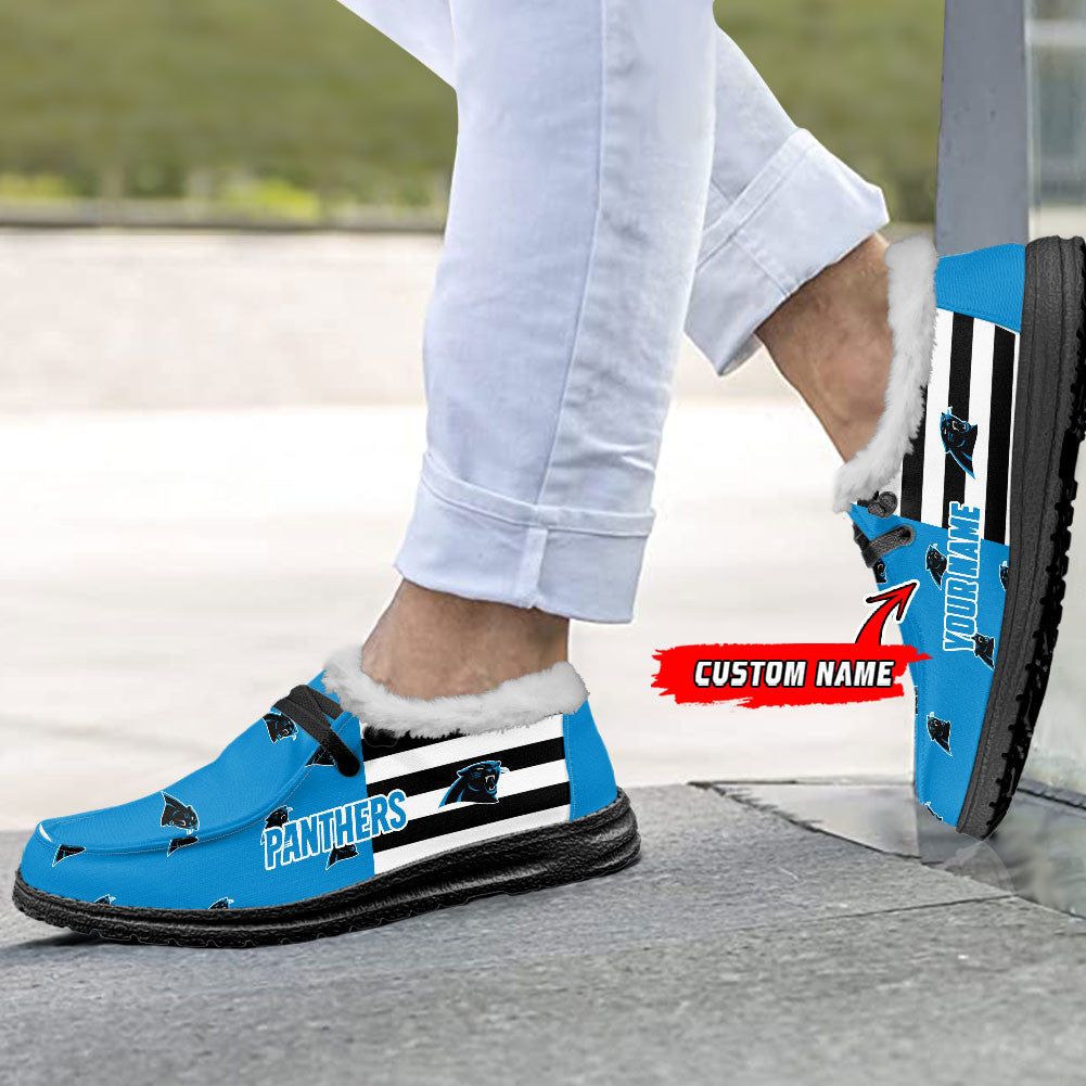 Healalio Carolina Panthers Lace Up Loafers Fur Lining 2026