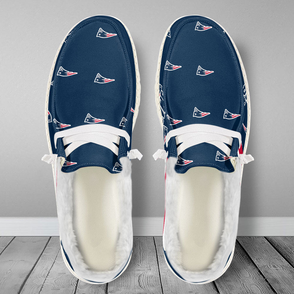 Healalio New England Patriots Lace Up Loafers Fur Lining 2026
