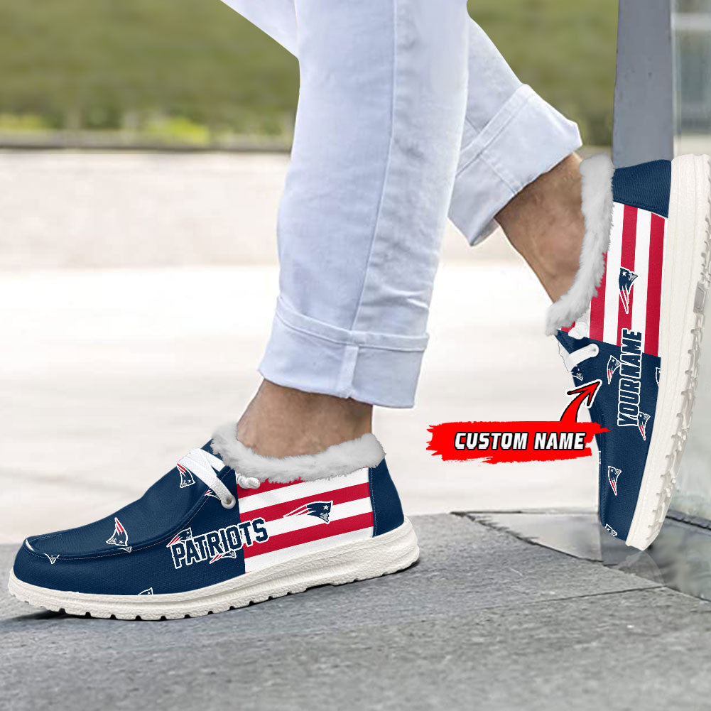 Healalio New England Patriots Lace Up Loafers Fur Lining 2026