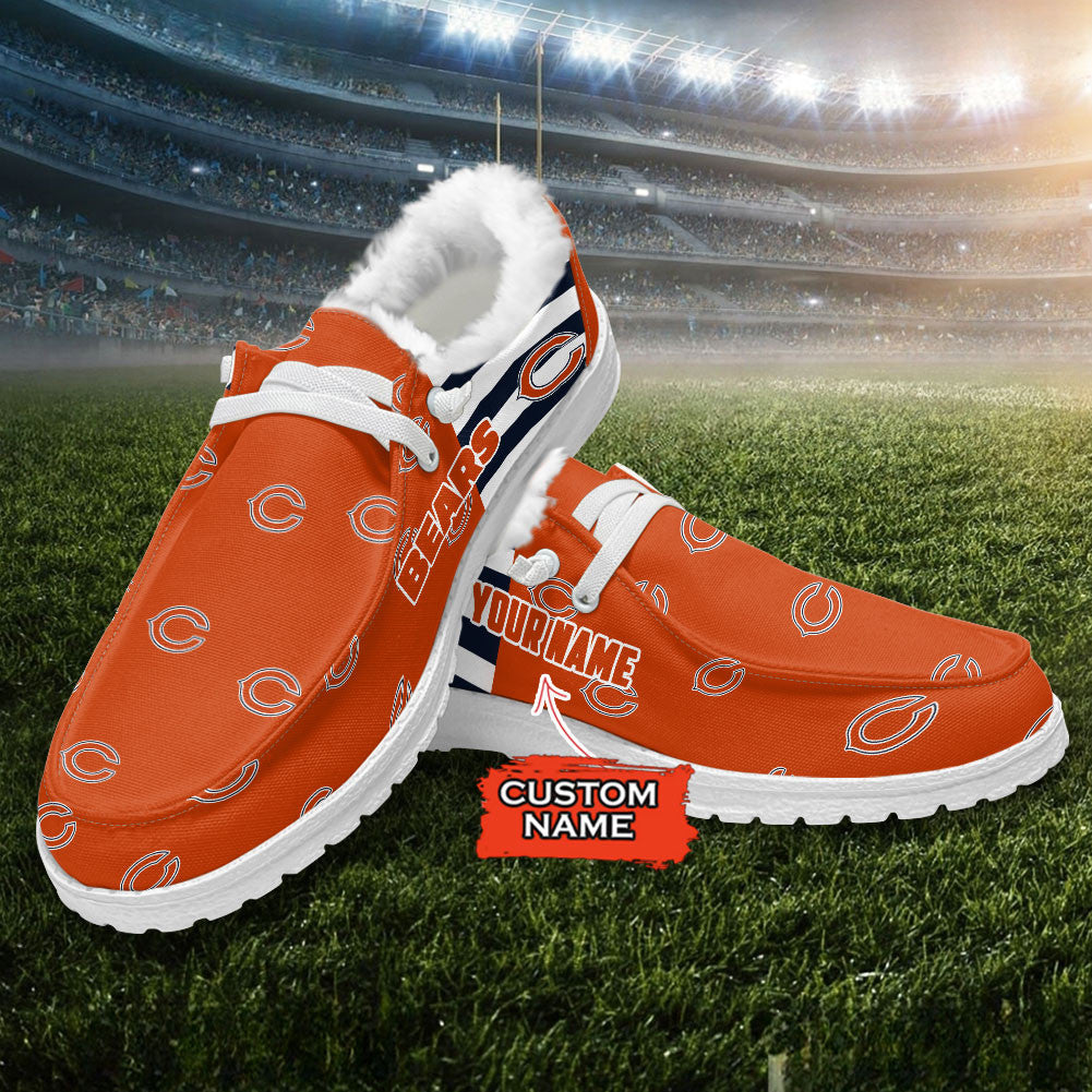 Healalio Chicago Bears Lace Up Loafers Fur Lining 2026