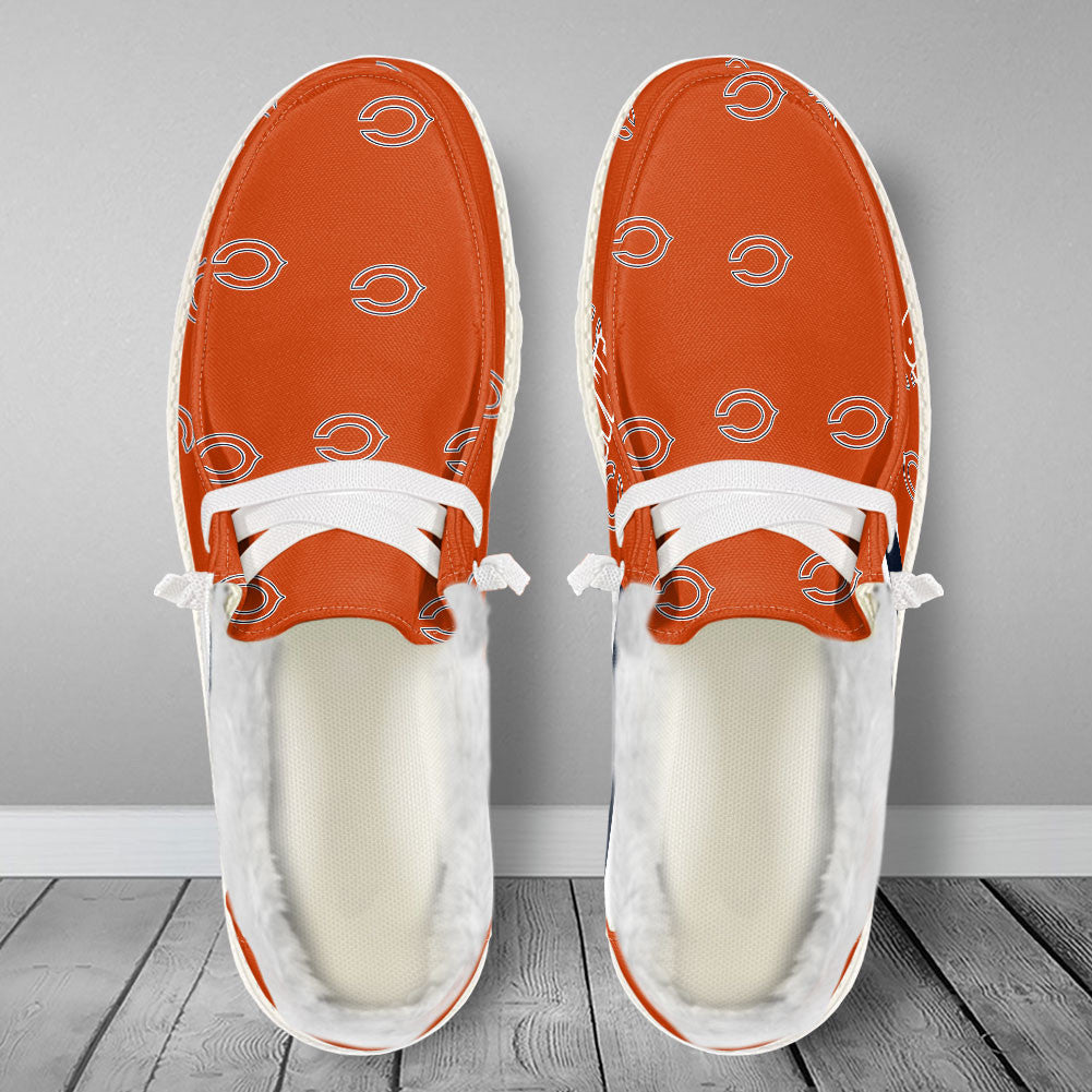 Healalio Chicago Bears Lace Up Loafers Fur Lining 2026