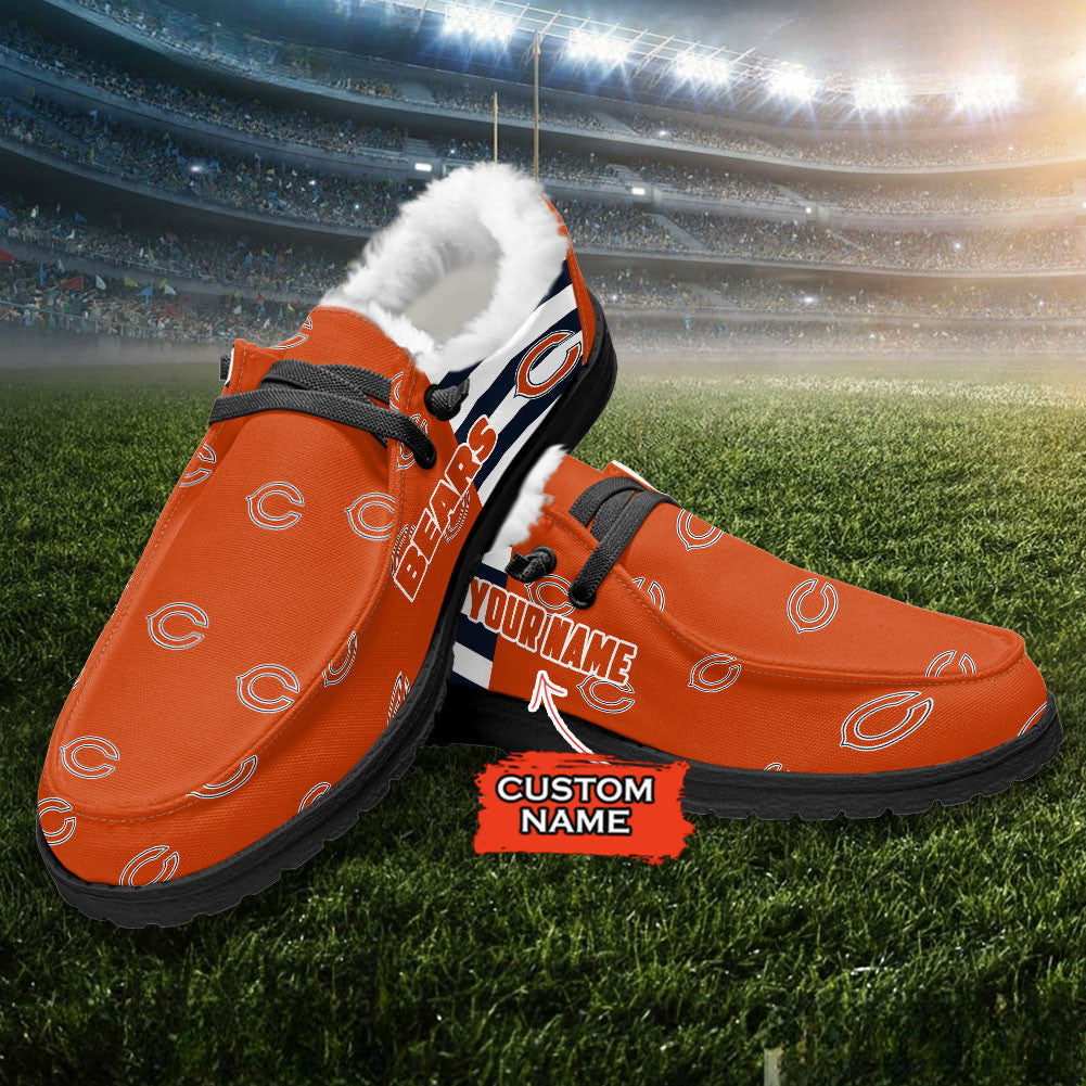 Healalio Chicago Bears Lace Up Loafers Fur Lining 2026