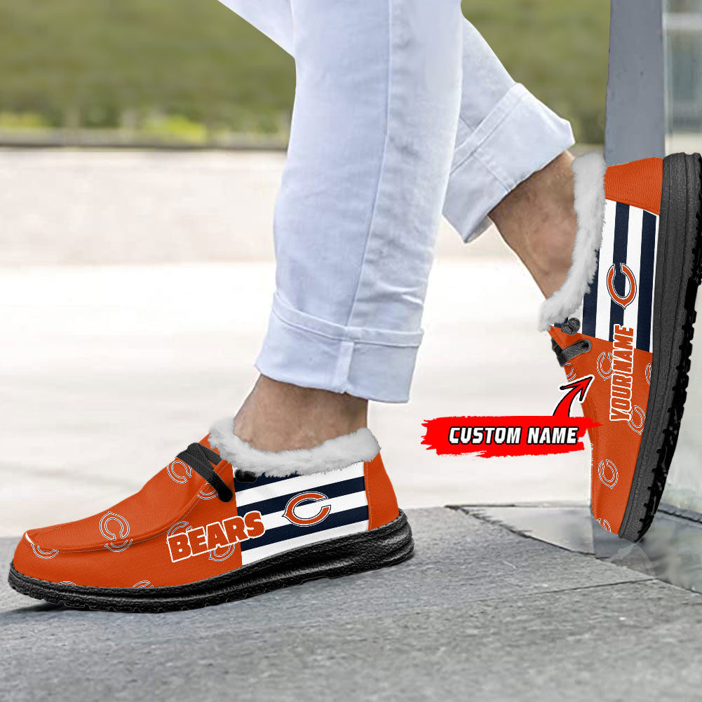 Healalio Chicago Bears Lace Up Loafers Fur Lining 2026