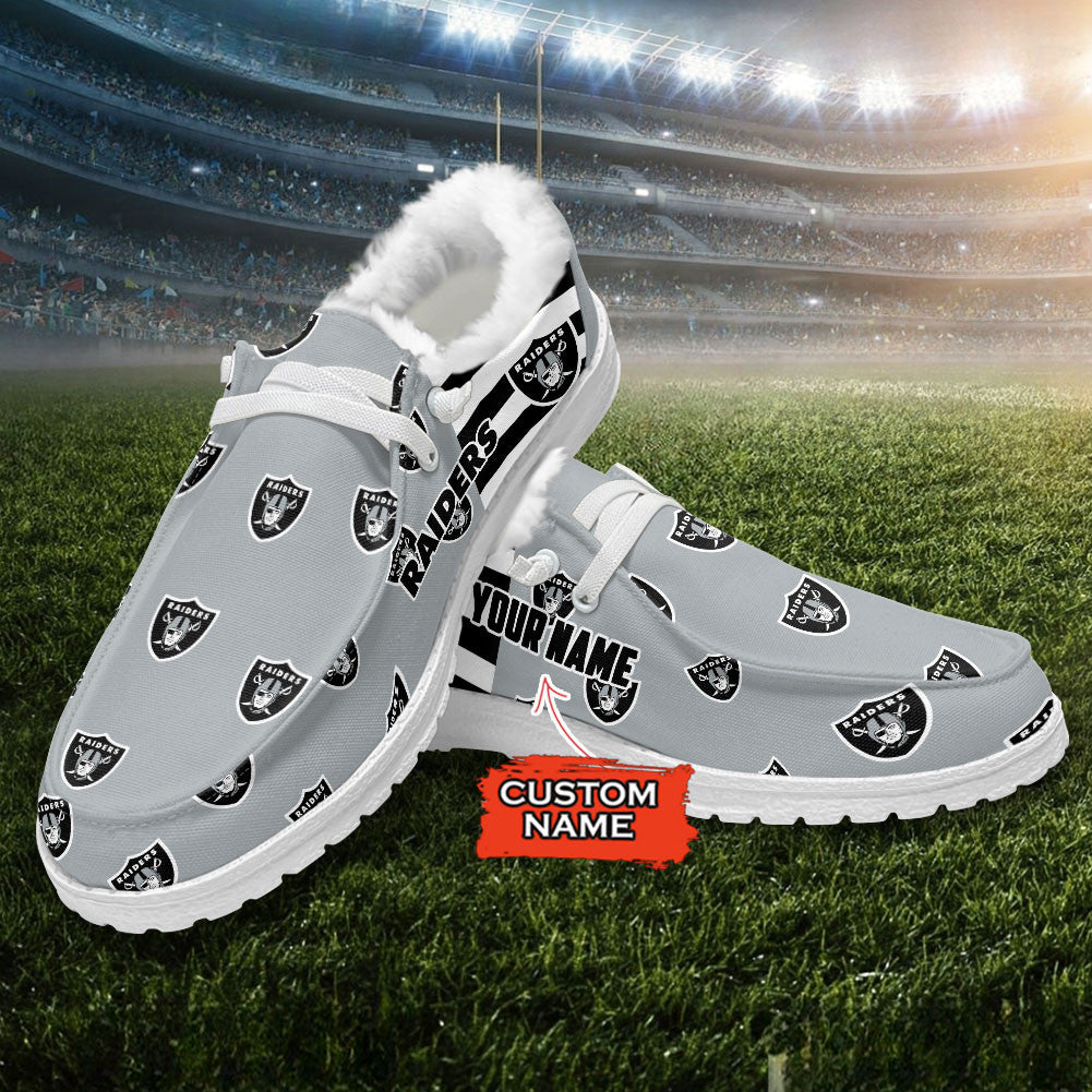 Healalio Las Vegas Raiders Lace Up Loafers Fur Lining 2026