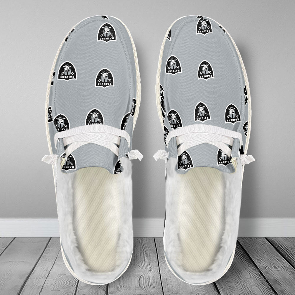 Healalio Las Vegas Raiders Lace Up Loafers Fur Lining 2026