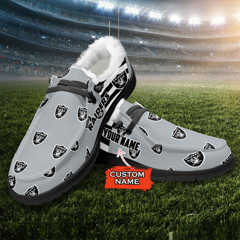 Healalio Las Vegas Raiders Lace Up Loafers Fur Lining 2026