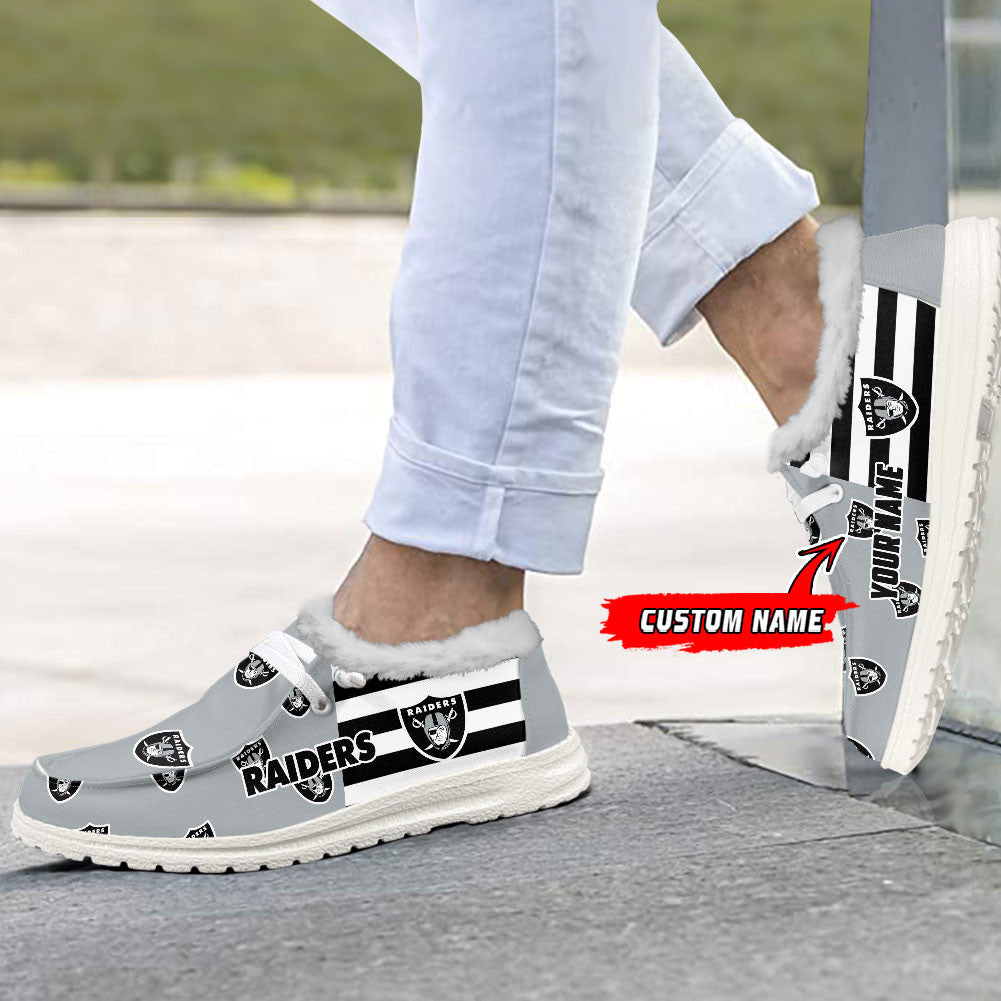 Healalio Las Vegas Raiders Lace Up Loafers Fur Lining 2026