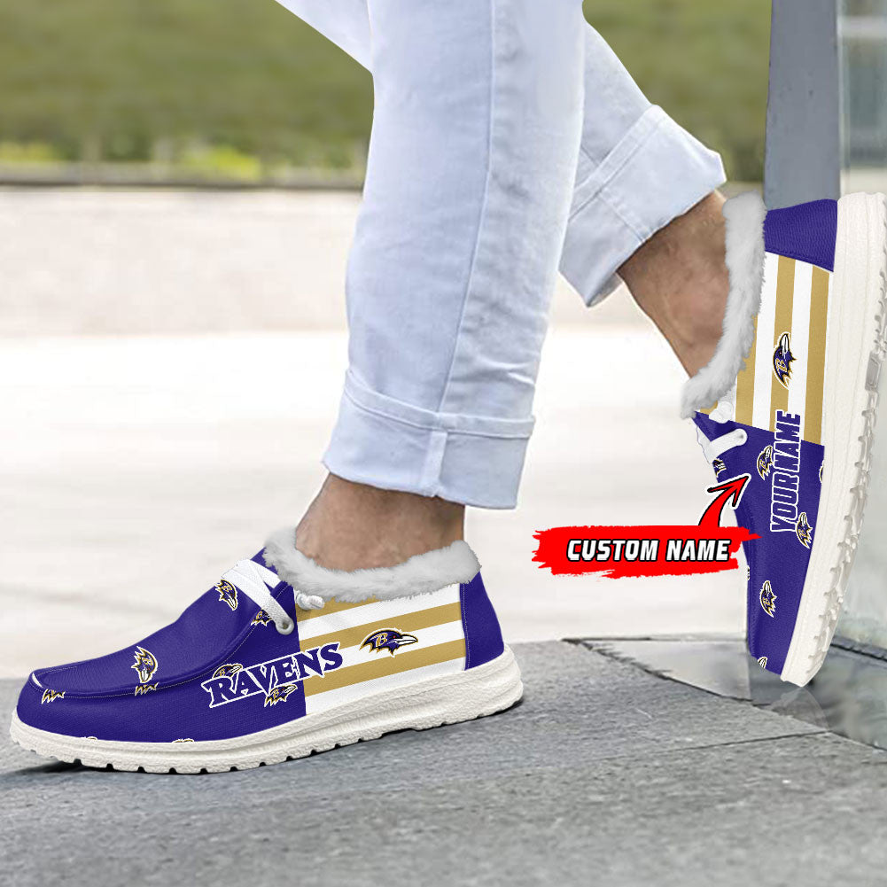 Healalio Baltimore Ravens Lace Up Loafers Fur Lining 2026