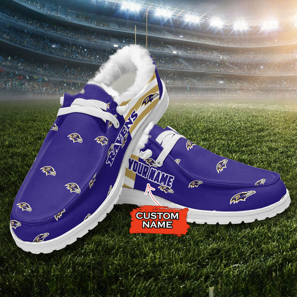 Healalio Baltimore Ravens Lace Up Loafers Fur Lining 2026