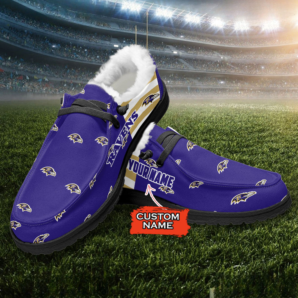 Healalio Baltimore Ravens Lace Up Loafers Fur Lining 2026