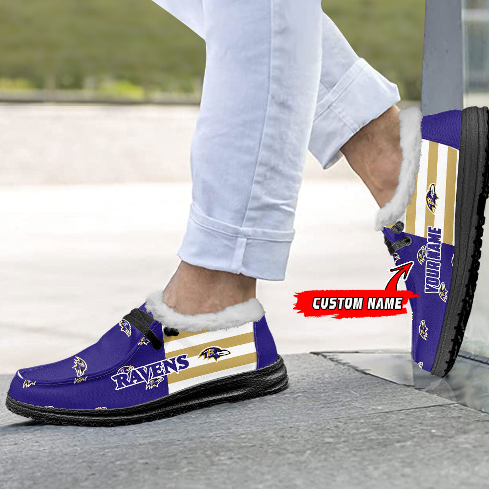 Healalio Baltimore Ravens Lace Up Loafers Fur Lining 2026