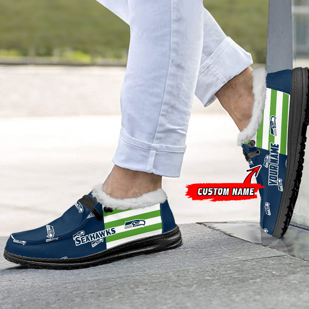 Healalio Seattle seahawks Lace Up Loafers Fur Lining 2026