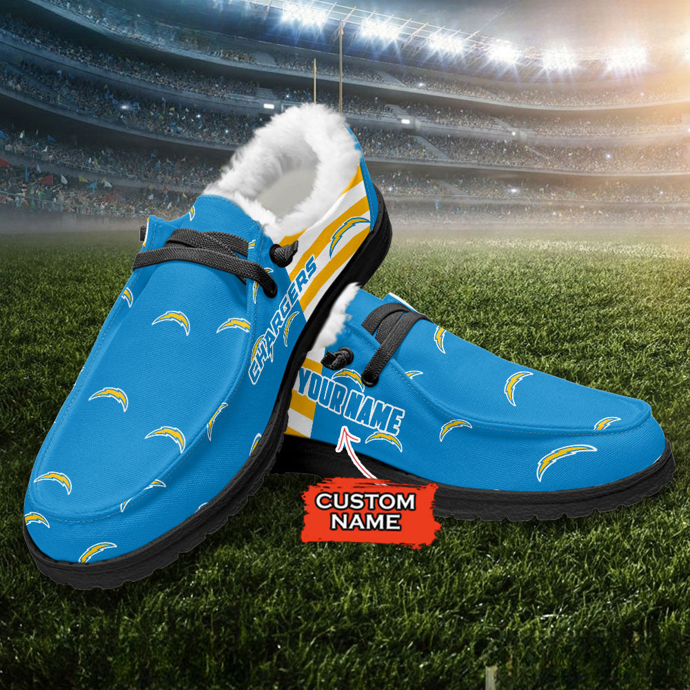 Healalio Los Angeles Chargers Lace Up Loafers Fur Lining 2026