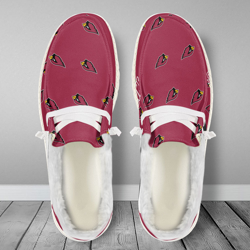Healalio Arizona Cardinals Lace Up Loafers Fur Lining 2026
