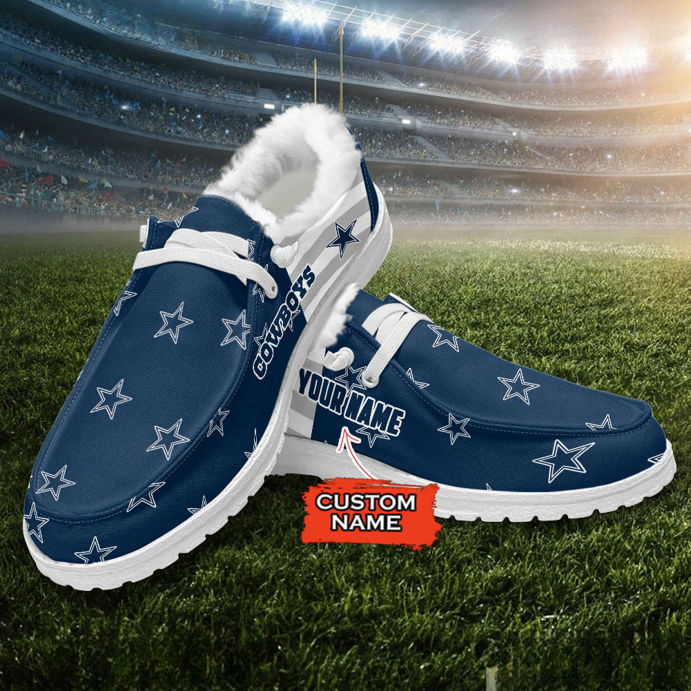 Healalio Dallas Cowboys Lace Up Loafers Fur Lining 2026