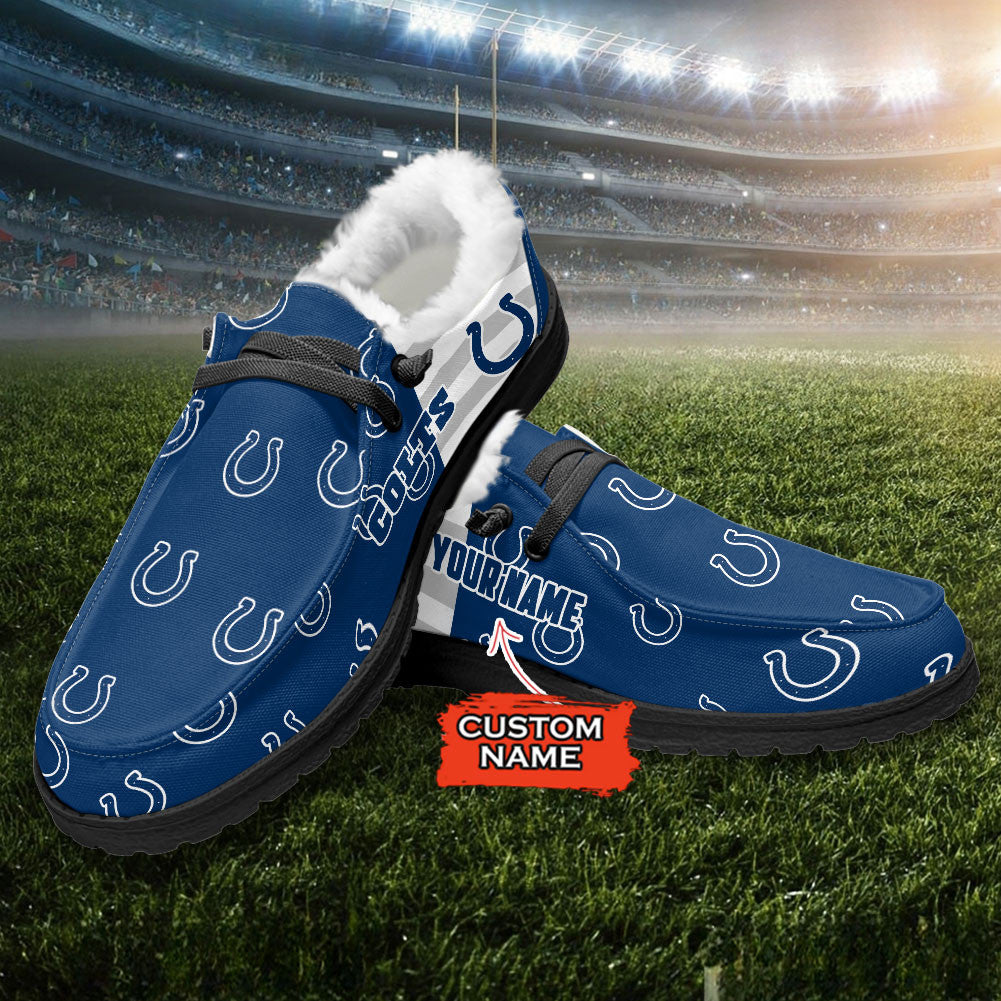 Healalio Indianapolis Colts Lace Up Loafers Fur Lining 2026