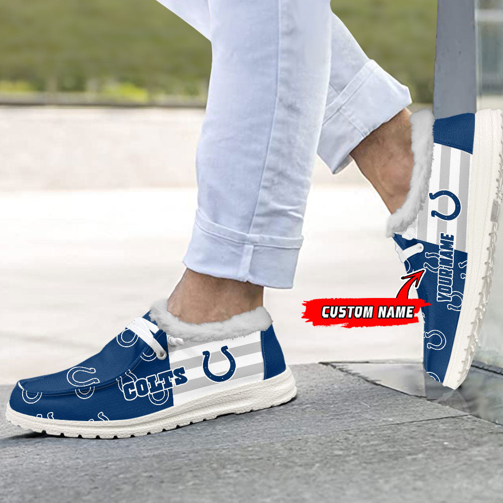 Healalio Indianapolis Colts Lace Up Loafers Fur Lining 2026