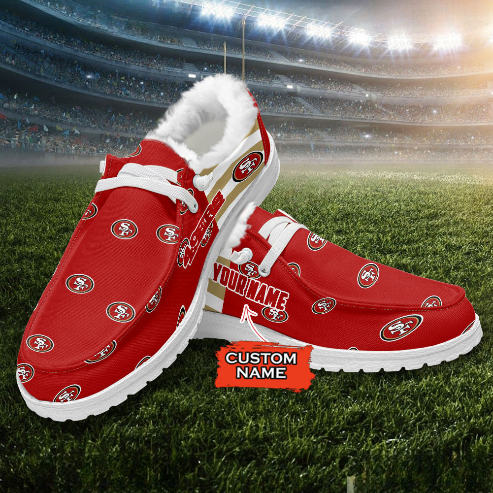 Healalio San Francisco 49ers Lace Up Loafers Fur Lining 2026