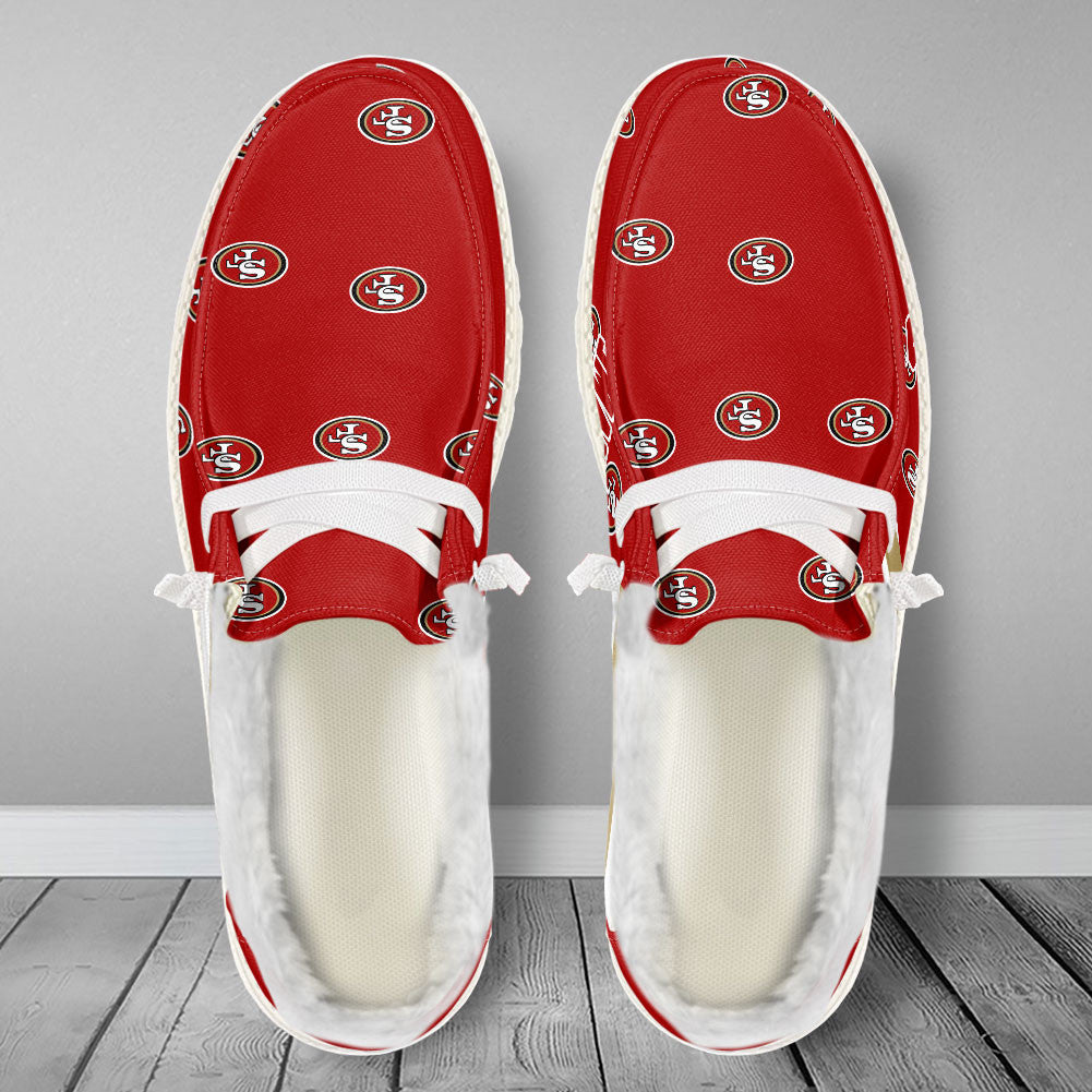 Healalio San Francisco 49ers Lace Up Loafers Fur Lining 2026