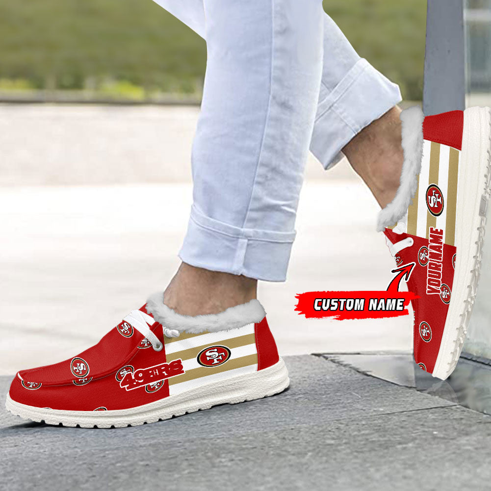 Healalio San Francisco 49ers Lace Up Loafers Fur Lining 2026