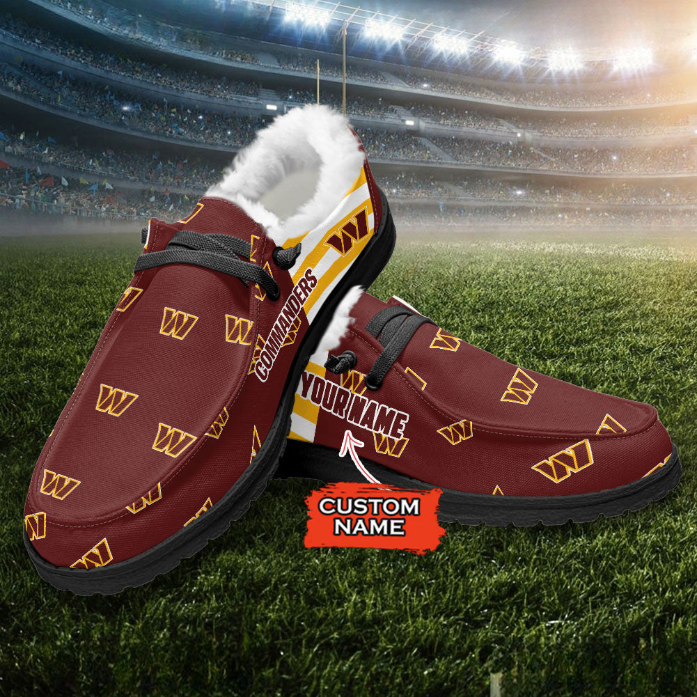 Healalio Washington Commanders Lace Up Loafers Fur Lining 2026